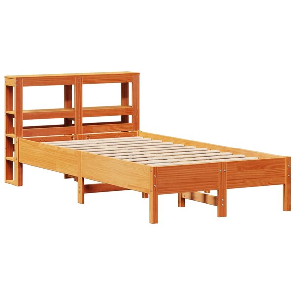 vidaXL Cadre de lit sans matelas cire marron 90x200 cm bois pin massif