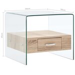 vidaXL Table basse avec tiroir 50x50x45 cm Verre trempé