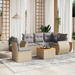 vidaXL Salon de jardin avec coussins 6 Pièces beige résine tressée