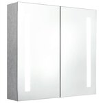 vidaXL Armoire de salle de bain à miroir LED Gris béton 62x14x60 cm