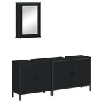 vidaXL Ensemble de meubles salle de bain 3 Pièces noir bois d'ingénierie