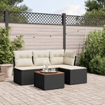 vidaXL Salon de jardin 5 Pièces avec coussins noir résine tressée