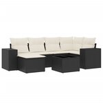 vidaXL Salon de jardin 7 Pièces avec coussins noir résine tressée