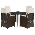 vidaXL Ensemble à manger de jardin 5 Pièces et coussins marron poly rotin