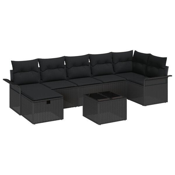 vidaXL Ensemble de canapés de jardin 8 pièces avec coussins Noir Rotin synthétique