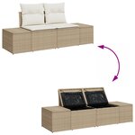 vidaXL Ensemble de 7 pièces de canapé de jardin avec coussins Beige Poly Rotin Acacia