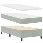 Lit à sommier avec matelas et lumière LED Gris clair 90x200 cm en velours