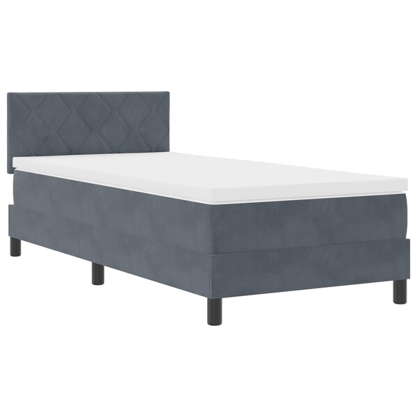 vidaXL Lit Box Spring avec Matelas & LED Gris Foncé 90x190 cm Velours