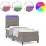 vidaXL Lit à ressorts avec matelas et lumière LED taupe 90x190 cm Tissu