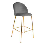 2 chaises de bar en velours gris avec pieds noirs
