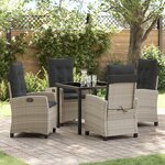 vidaXL Ensemble de salle à manger de jardin 5 pièces avec coussins Gris clair Poly Rattan