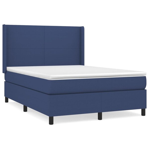 vidaXL Sommier à lattes de lit avec matelas Bleu 140x200 cm Tissu