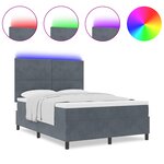 vidaXL Lit Box avec Matelas & LED Gris Foncé 140x190 cm Velours