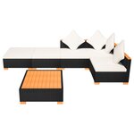 vidaXL Salon de jardin 6 Pièces avec coussins résine tressée noir