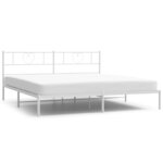 vidaXL Cadre de lit métal avec tête de lit blanc 193x203 cm