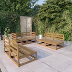 vidaXL Salon de jardin 6 Pièces marron miel bois de pin massif