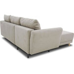 Canapé d'angle convertible réversible 3-4 places tissu beige à coffre de rangement - 244 x 158 x Hauteur 95 cm