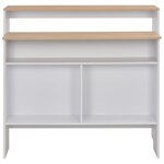vidaXL Table de bar avec 2 dessus de table Blanc et chêne 130x40x120cm