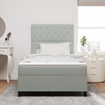 vidaXL Lit à ressort avec matelas et lumière LED Gris clair 120x200 cm Velours