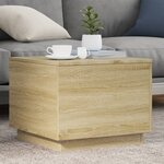 vidaXL Table basse avec lumières LED chêne sonoma 50x50x40 cm