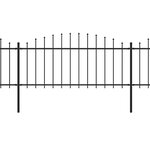 vidaXL Clôture de jardin à dessus en lance Acier (0 5-0 75)x8 5 m Noir