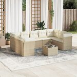 vidaXL Salon de jardin avec coussins 10 Pièces beige résine tressée