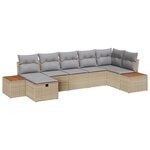 vidaXL Ensemble de Canapés de Jardin de 7 Pièces avec Coussins Beige en Poly Rattan
