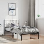 vidaXL Cadre de lit métal sans matelas avec tête de lit noir 100x190cm