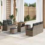 vidaXL Ensemble de Canapés de Jardin de 8 Pièces avec Coussins Gris Poly Rotin Acacia