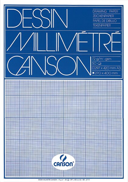 Bloc 50 Feuilles de papier millimétré A3 72 g Bleu CANSON