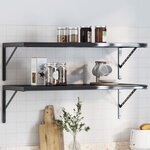 vidaXL Supports d'étagères 4 Pièces 40x2 5x25 cm noir acier inoxydable