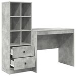 vidaXL Bureau avec rangement en bois d'ingénierie gris béton