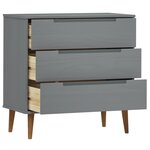 vidaXL Commode MOLDE Gris 80x40x80 cm Bois de pin massif