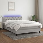 vidaXL Sommier à lattes de lit et matelas et LED Gris clair 140x190 cm