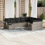 vidaXL Salon de jardin avec coussins 10 Pièces gris clair résine tressée