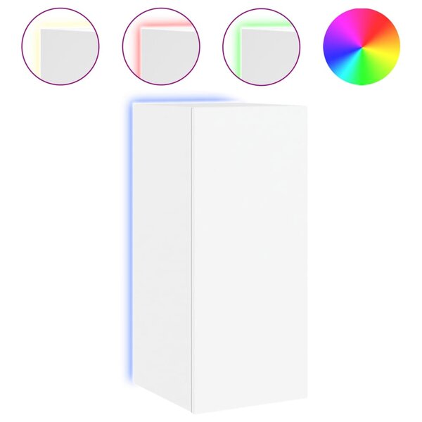 vidaXL Meuble TV mural avec lumières LED blanc 30 5x35x70 cm