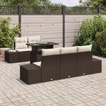 vidaXL Ensemble de canapé de jardin de 6 pièces avec coussins en poly rotin marron