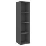 vidaXL Ensemble de meubles TV 4 Pièces Gris brillant Bois d'ingénierie