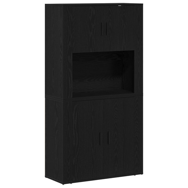 vidaXL Haut placard Noir Chêne 80x33x150 cm Bois d'ingénierie