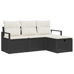 Ensemble de canapés de jardin 4 pièces vidaXL avec coussins noirs en poly rotin