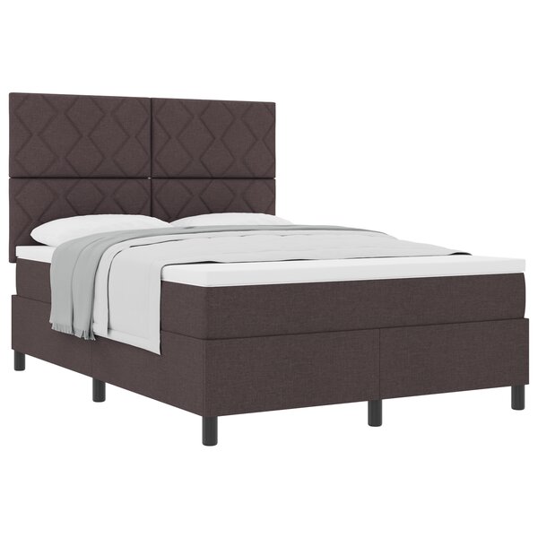 vidaXL Lit avec sommier marron foncé 140x200 cm en tissu