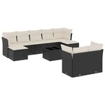 vidaXL Salon de jardin 10 Pièces avec coussins noir résine tressée