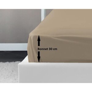 Drap Housse 100  coton 160 x 200 x 30 cm beige