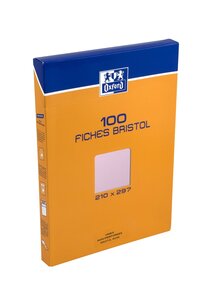 Etui 100 fiches bristol 210g A4 Unie Rose OXFORD