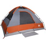 vidaXL Tente de camping à dôme 4 personnes gris et orange imperméable