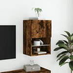vidaXL Meuble TV avec lumières LED chêne fumé 40 5x30x60 cm
