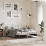 vidaXL Cadre de lit métal sans matelas et tête de lit blanc 140x190 cm