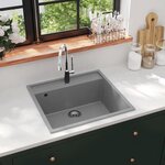 vidaXL Évier de cuisine avec trou de trop-plein Gris Granit