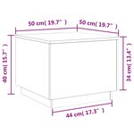 vidaXL Table basse avec lumières LED chêne sonoma 50x50x40 cm