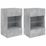vidaXL Meubles TV muraux et lumières LED 2Pièces gris béton 40x30x60 5 cm
